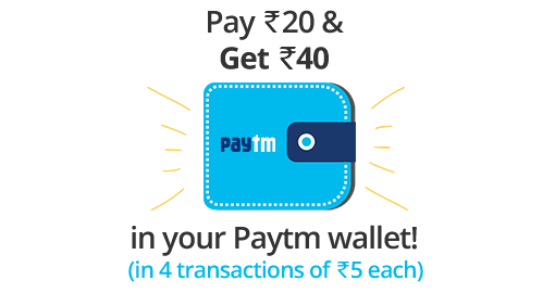 India Desire : Paytm 5 ka 10 Offer: Pay Rs 5 and Get rs 10 wallet balance(Mysmartprice offer)-Valid upto 4 times